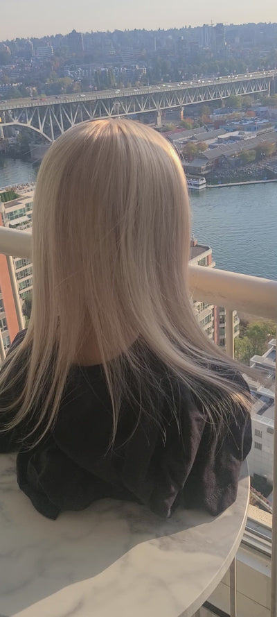European Human Hair Topper | Platinum Blonde Ash Brown Fusion + Free Gift