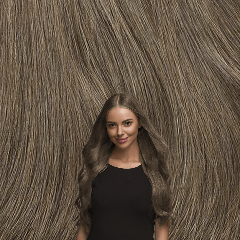 Clip in human clearance hair extensions ash brown
