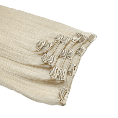 Platinum Blonde | Remy Human Hair Weft Clip-Ins + FREE Bamboo Brush
