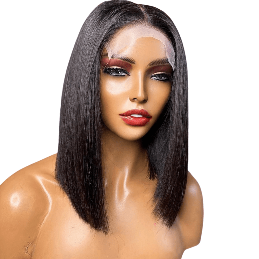 Lace Front Virgin Human Hair Wigs Jet Black 12 14 16 18 20