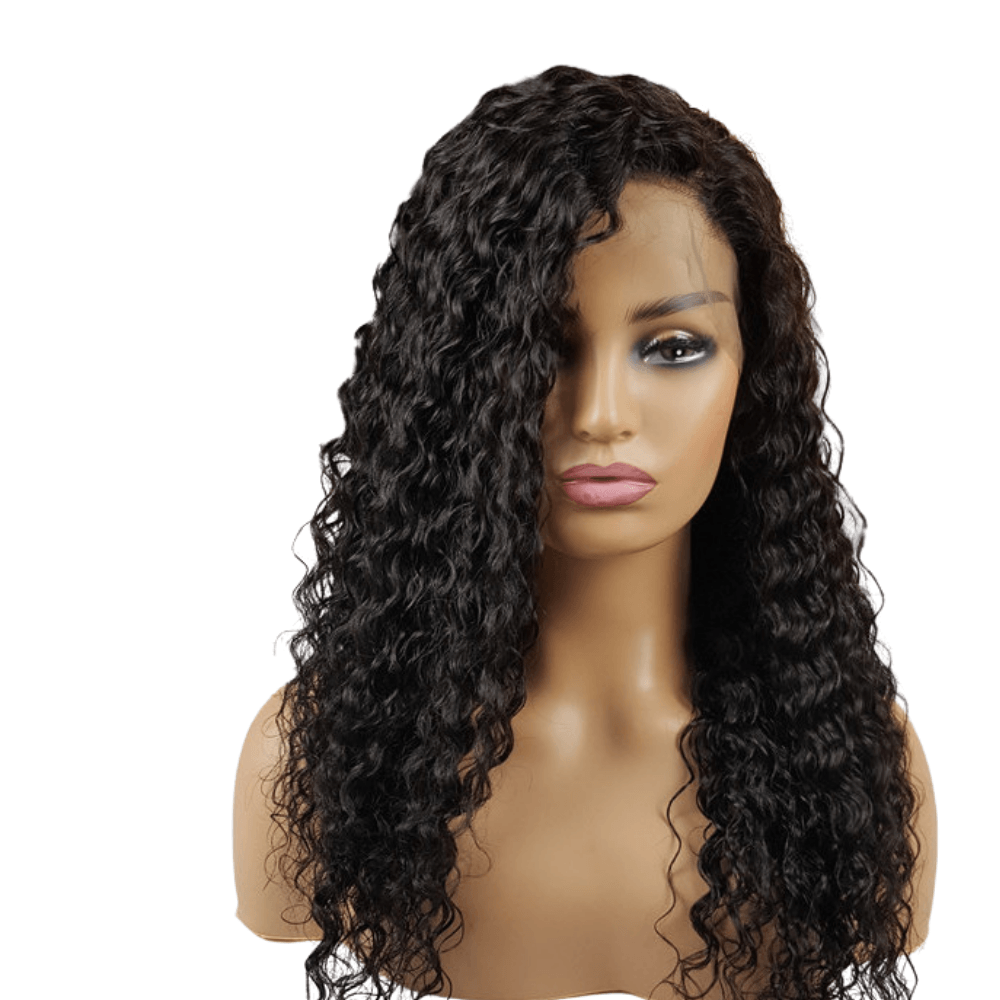 Natural Black Italian Curly Lace Front Virgin Human Hair Wig