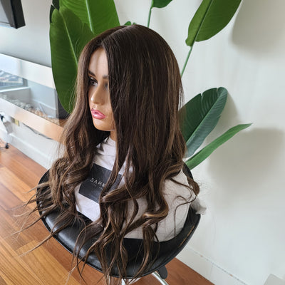 Dark Brown Caramel Balayage | Glueless Silk Top Virgin Human Hair Wig