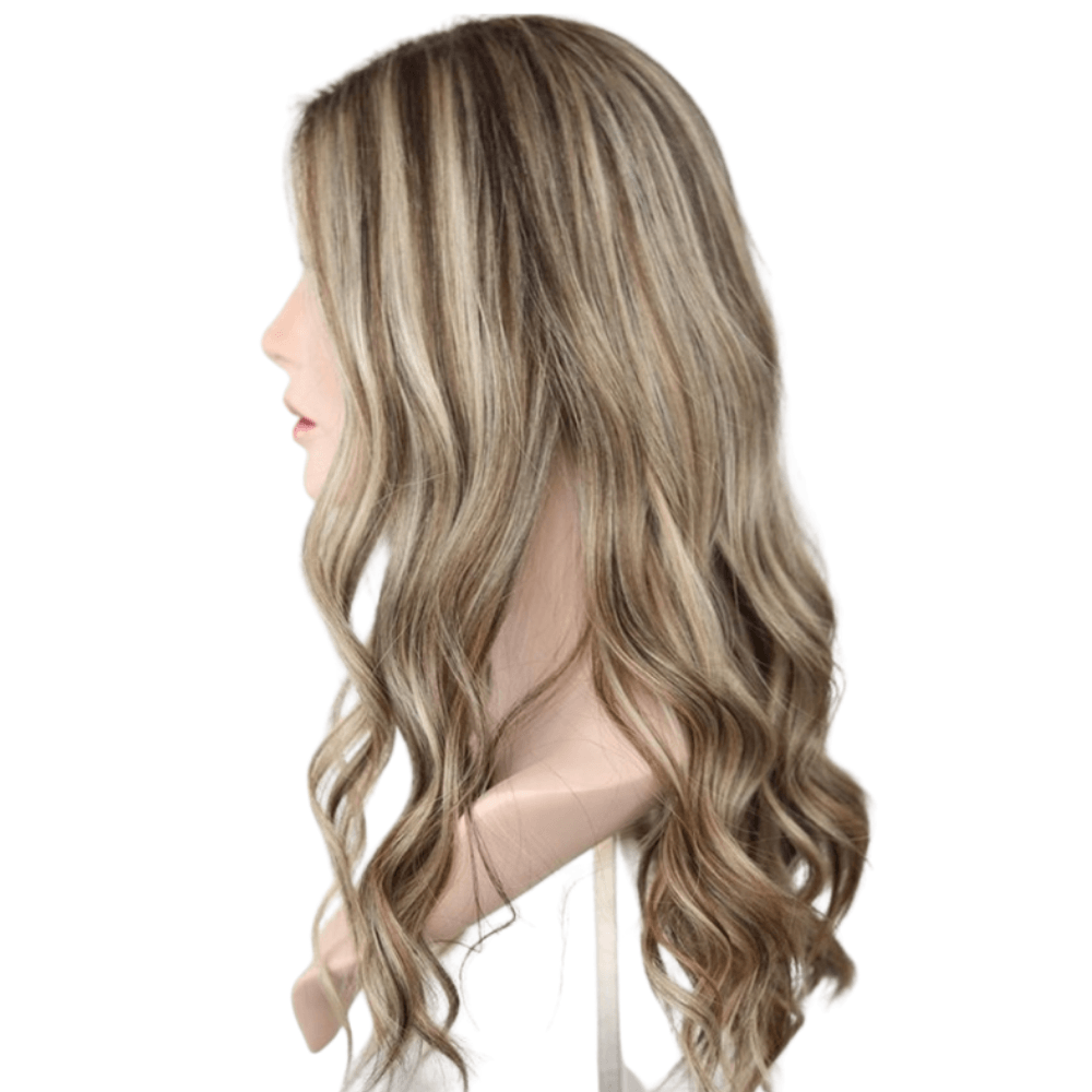 Ash Brown Ash Blonde Highlights | Glueless Silk Top Virgin Human Hair Wig
