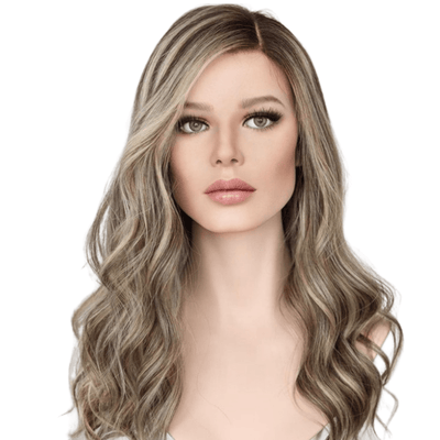 Ash Brown Ash Blonde Highlights | Glueless Silk Top Virgin Human Hair Wig