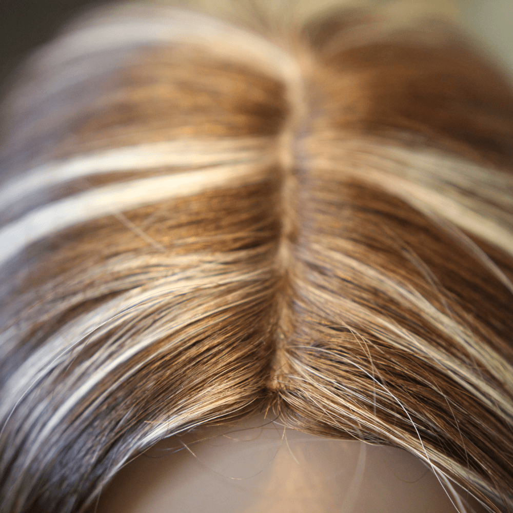 European Human Hair Topper | Chocolate-Brown-Ash-Blonde-Highlights
