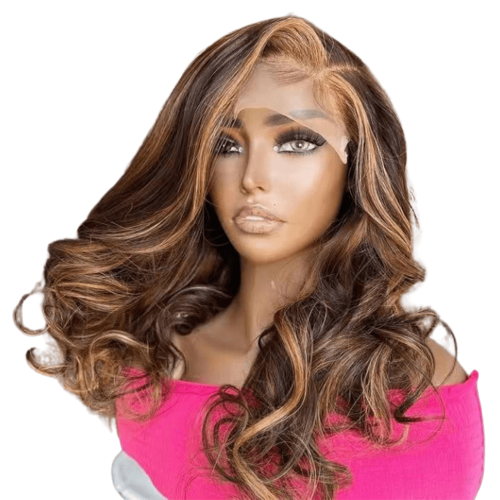 Chocolate Brown Light Caramel Highlights | Lace Front Virgin Human Hair Wig