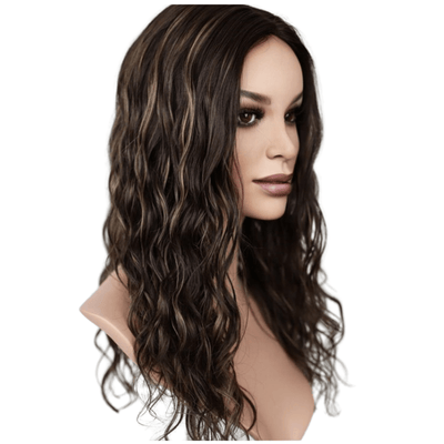 Chocolate Brown Light Caramel Highlights | Glueless Silk Top Virgin Human Hair Wig