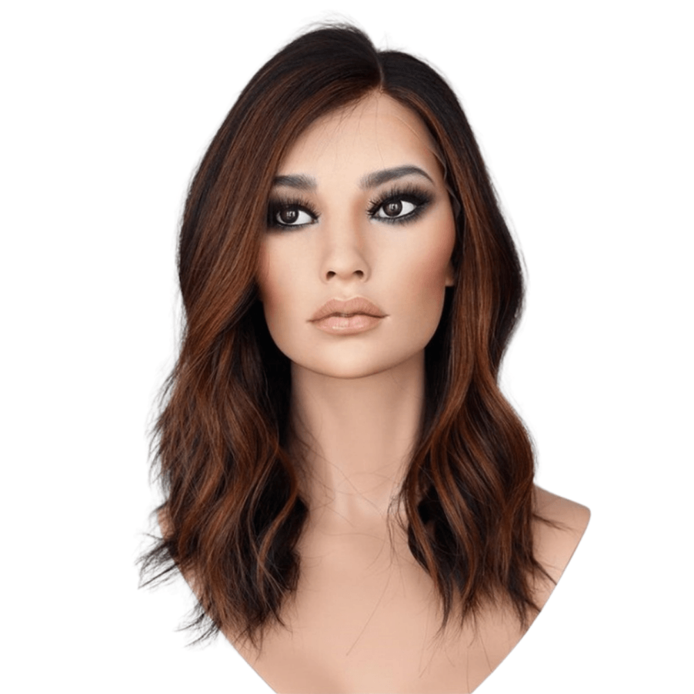 Dark Brown Caramel Lowlights | Full Lace Virgin Human Hair Wig