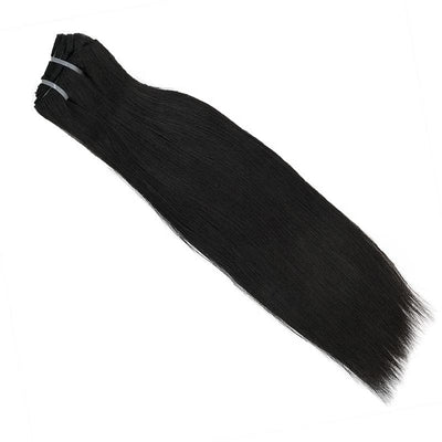Natural black | Remy Human Hair Weft Clip-Ins + FREE Bamboo Brush