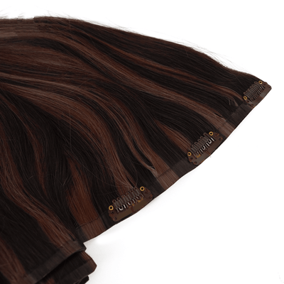 Natural Black Chocolate Brown Balayage | Remy Human Hair Seamless Clip-Ins