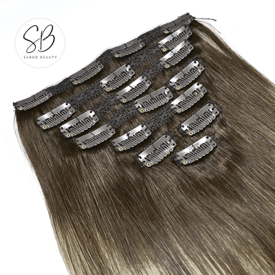 Ash Brown Ash Blonde Balayage | Remy Human Hair Weft Clip-Ins + FREE Bamboo Brush