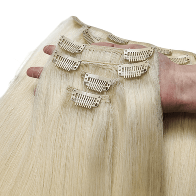 Platinum Blonde | Remy Human Hair Weft Clip-Ins + FREE Bamboo Brush