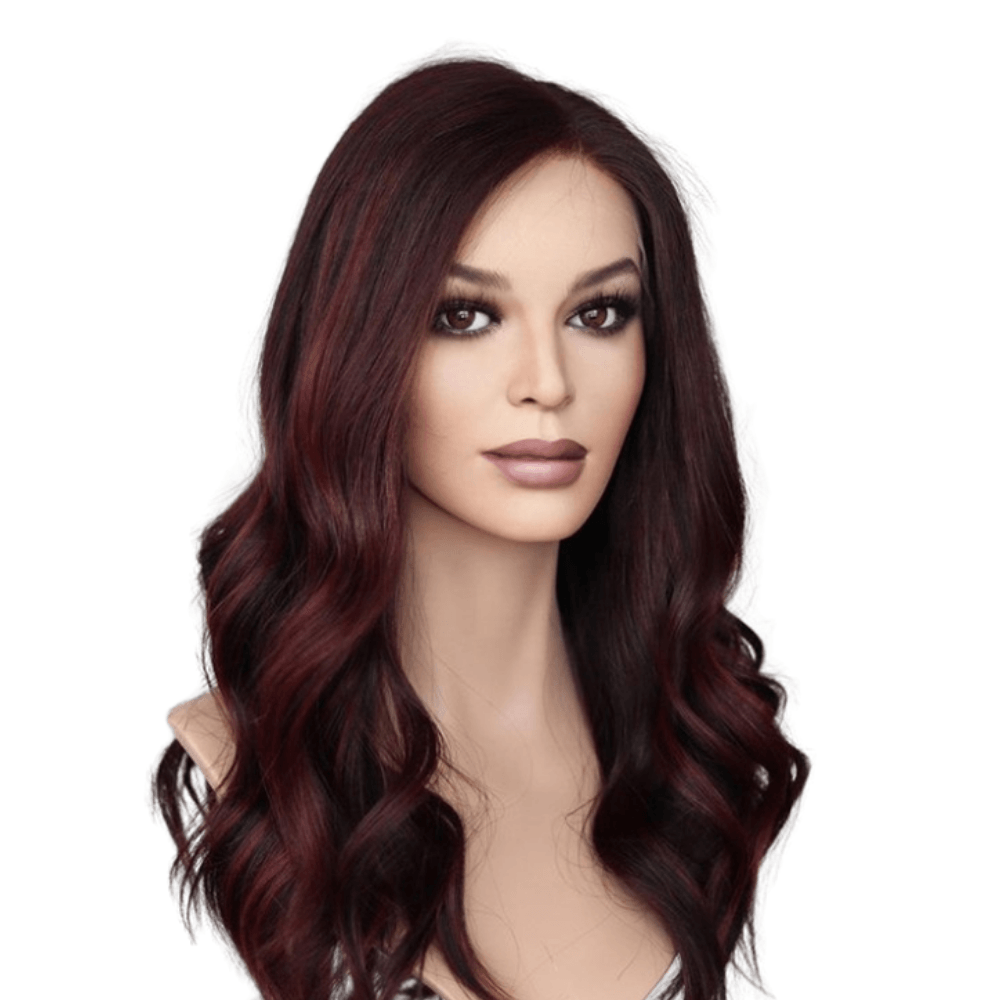 Natural Black Auburn Highlights | Glueless Silk Top Virgin Human Hair Wig