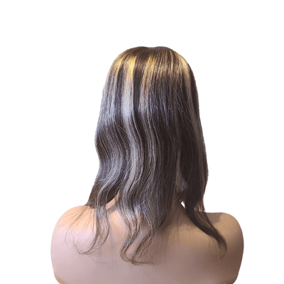 European Human Hair Topper | Natural Black Blonde Highlights