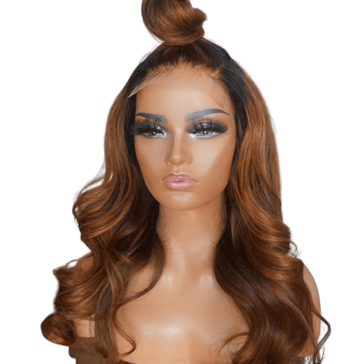 Lace Front Virgin Human Hair Wigs, Natural Black Light Auburn Fusion, 12,  14, 16, 18, 20, 22, 24, 26 Inches
