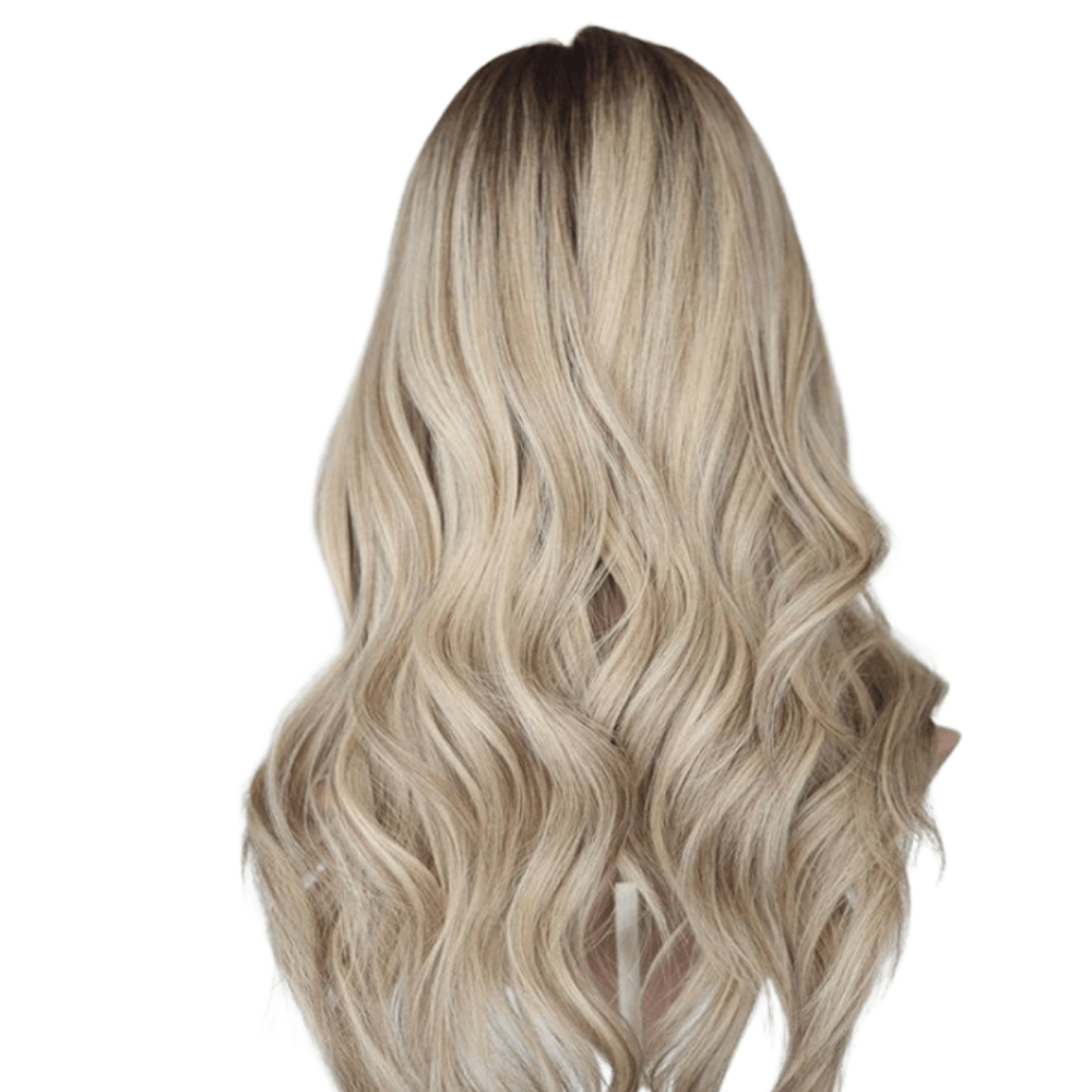 Ash Blonde Ash Brown Roots | Glueless Silk Top Virgin Human Hair Wig